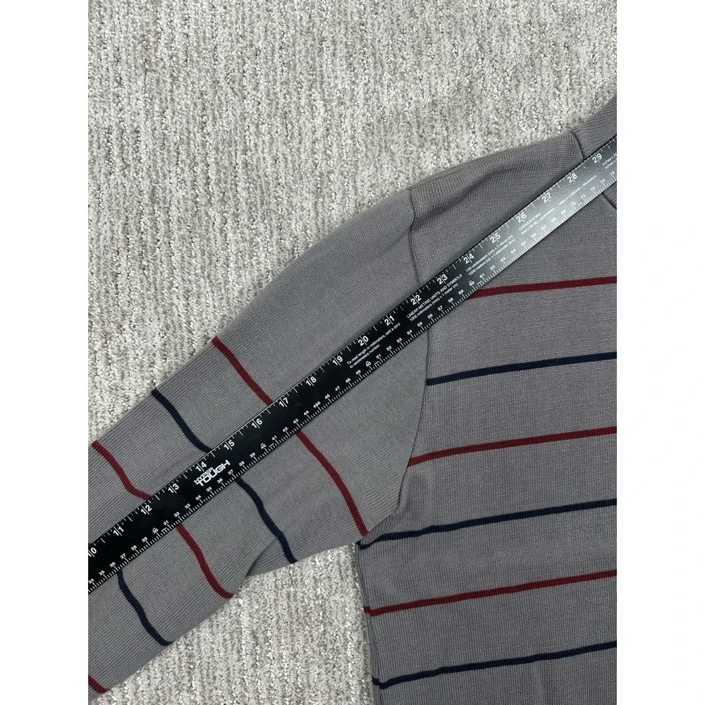 Peter Manning Sweater Mens 4X Gray Stripped 1/4 Zip Mock Neck Pullover Cotton